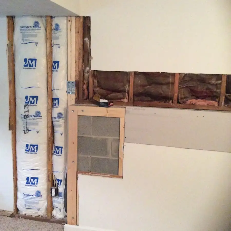 Wall insulation replacement during Basement Flood Cleanup in Harvey